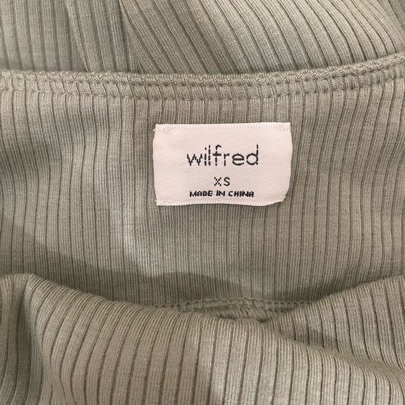 Aritzia Wilfred Green Ribbed Twist Front Midi Dress with Slit XS - Picture 9 of 10